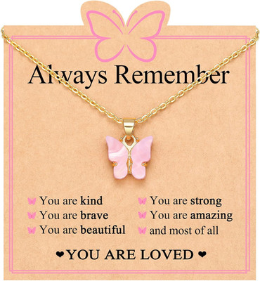 Pink Butterfly Necklace Graduation Kindergarten 5Th 8Th Grade Birthday Christmas