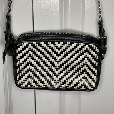 Banana Republic Black White Mini Crossbody Woven Chevron Women s Party Formal