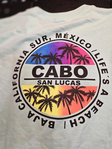 T-shirt media da uomo Cabo San Lucas Baja California Lifes A Beach Aqua Teal Mexico - Foto 9 di 9