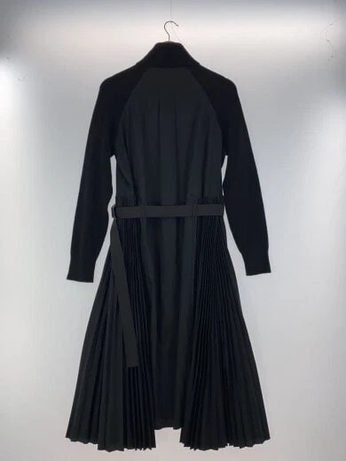 abito camicia sacai collo alto maglia docking plissettato 2 cotone nero SCW 044