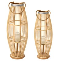 Windlicht Xxl 2Er Set Laterne Mit Glaseinsatz Teelichthalter Kerzenhalter Braun