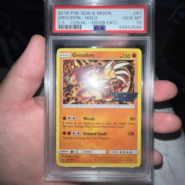 2018 POKEMON SUN & MOON CELESTIAL STORM #81 GROUDON-HOLO PSA 10 
