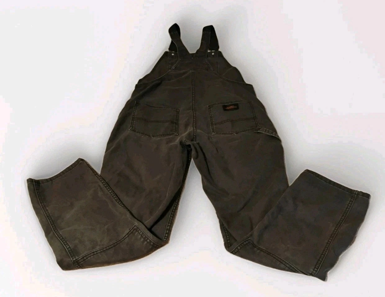 REI Trailsmith double knee stretch canvas bib carpenter overalls pants sz 8 tag