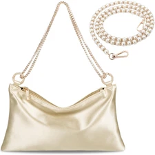 Women’s Satin Evening Bag Clutch Purse Handbag for Women Champagne (Satin) 