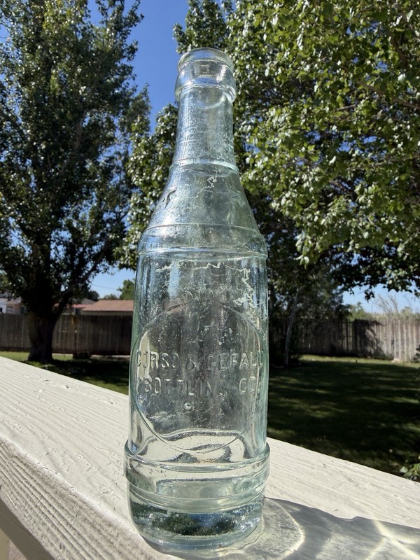 Corsu And Cefalu Bottling  Embossed Soda Bottle Clear Biloxi Mississippi