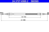 Hinten Ate 24.3727-0569.2 Seilzug, Feststellbremse FüR Fiat,Lancia