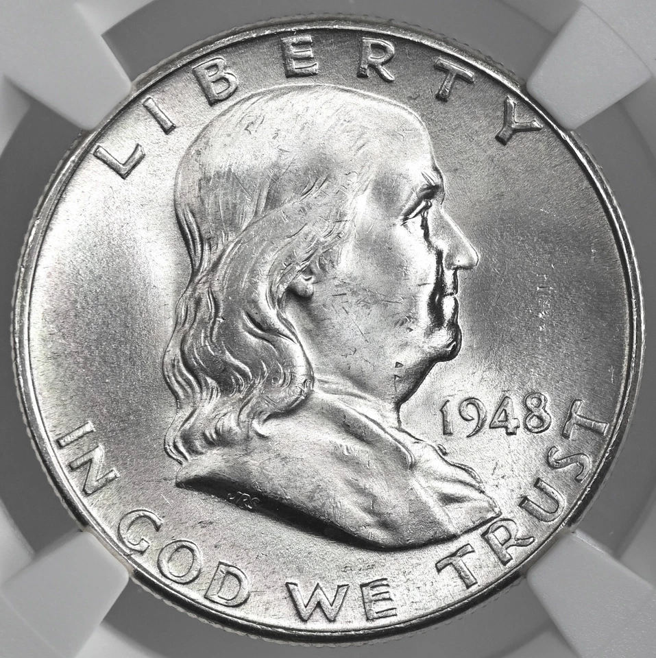 1948-D 50C FRANKLIN SILVER HALF DOLLAR FULL BELL LINES NGC MS64 FBL #8344592-021 - Image 2 of 4