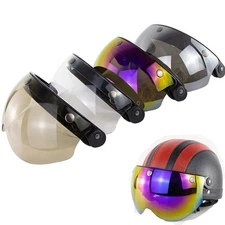 3-Snap Windshield Motorcycle Helmet Flip Up Visor Shield Lens Half Open Face ATV