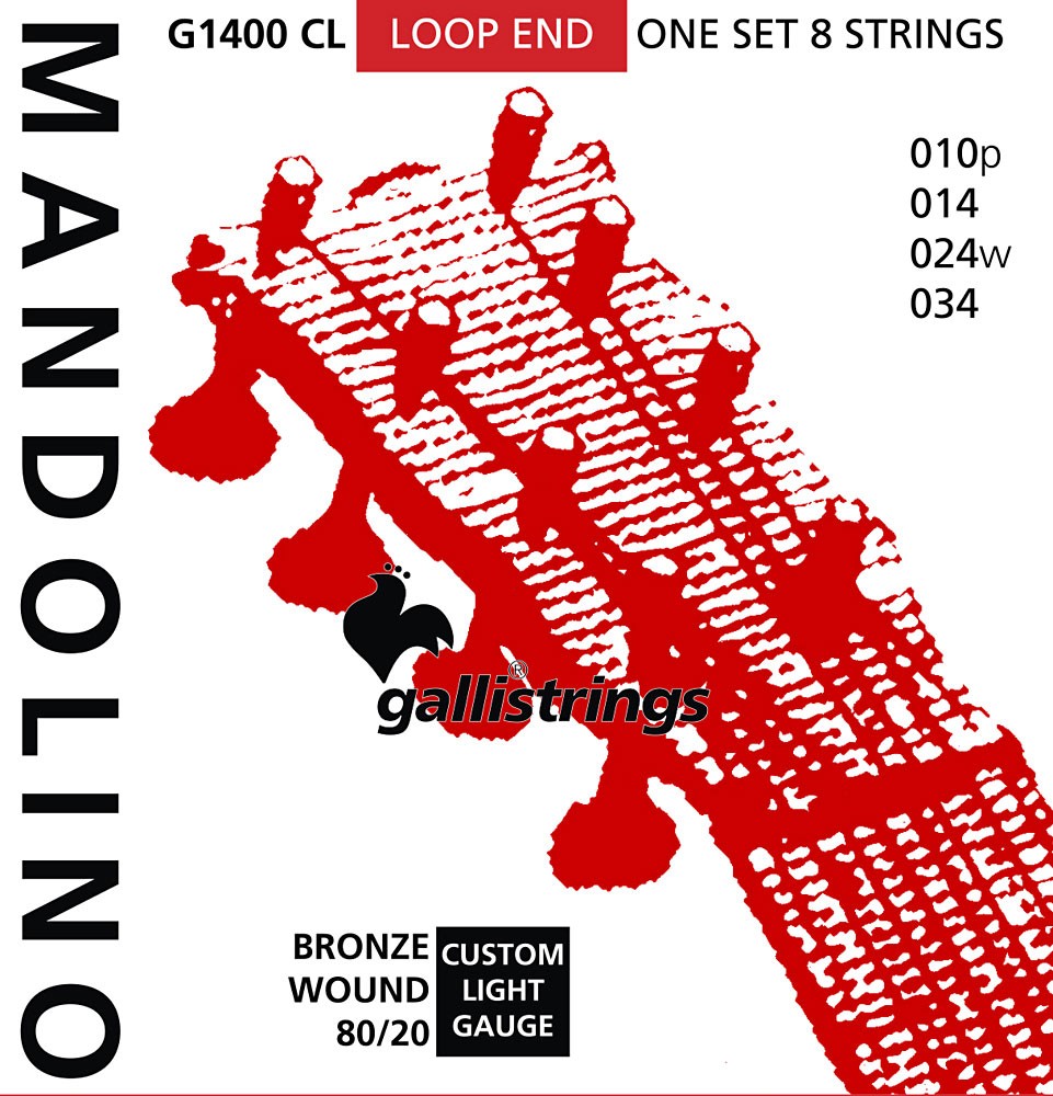 Galli MANDOLIN STRINGS, G1420CL Bronze-wound, Light gauge (.010-.034). Loop ends