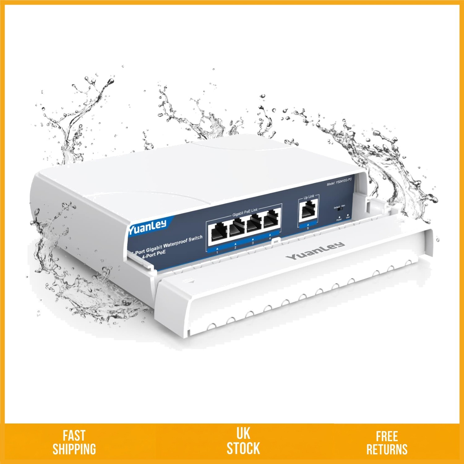 Robust Waterproof Outdoor Gigabit 4 Port PoE Network Switch with VLAN 78W 1ct