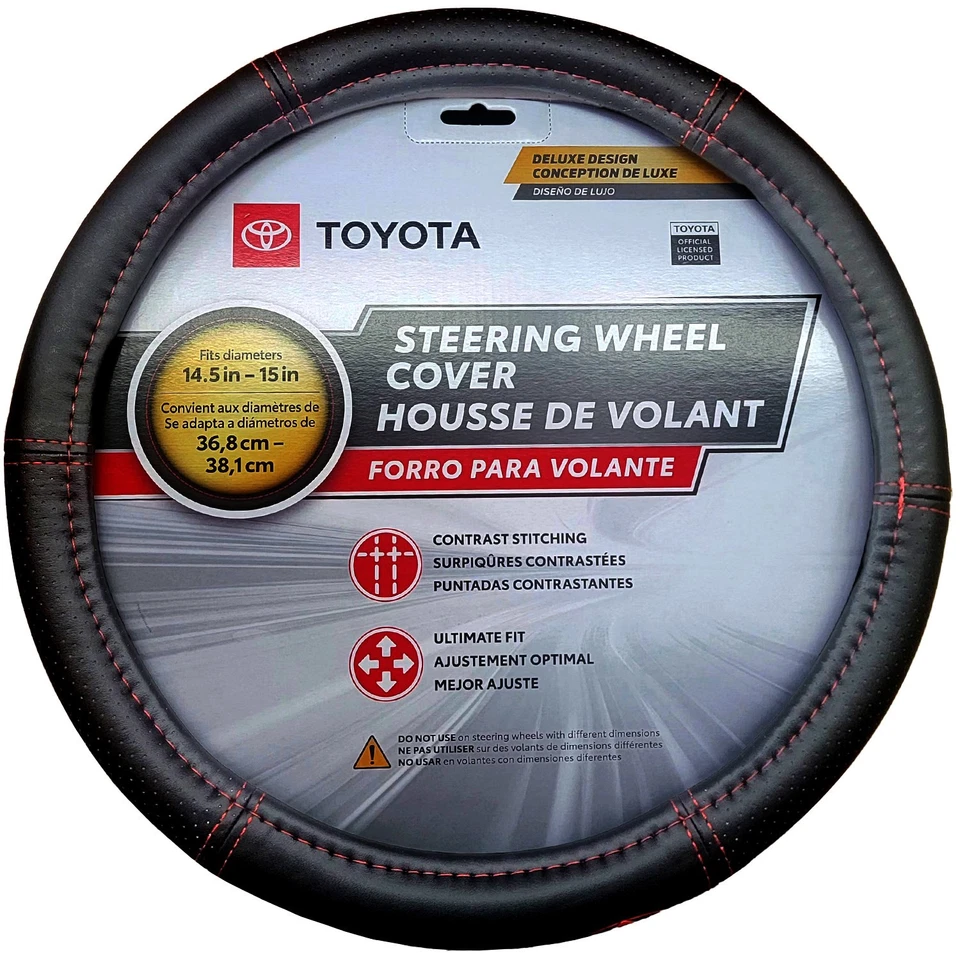 For Toyota Car Truck Steering Wheel Cover Premium Faux Leather 14.5"-15" Set - Image 3 of 4