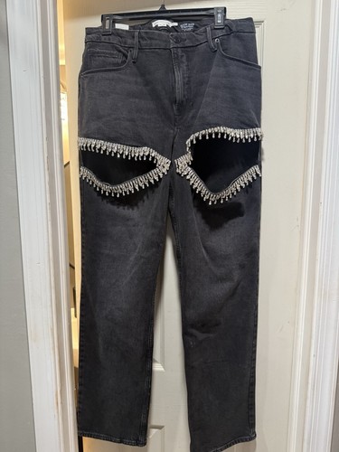 Good American Black Good Icon Straight Diamond Jeans Size 14 /32 New With Tags - Bild 2 von 11