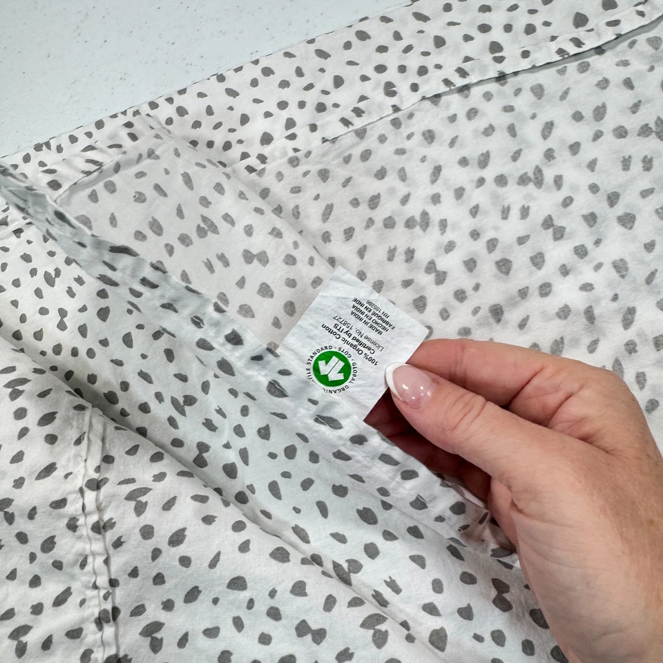 Sábana plana doble lino lane 100% algodón orgánico gris lunares tonos neutros Foto 4 de 4
