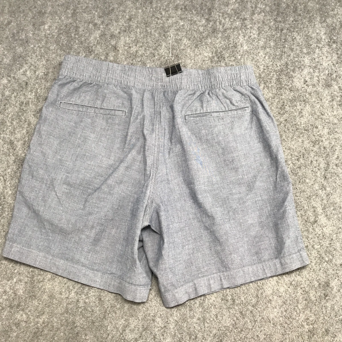 Dockers Shorts Mens Size M Internal Drawstring Zip Blue Chambray 7