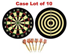 Lot of 10 Dartboard Sets, Double Sided 2 Game DART BOARD 6 Brass Tipped Darts