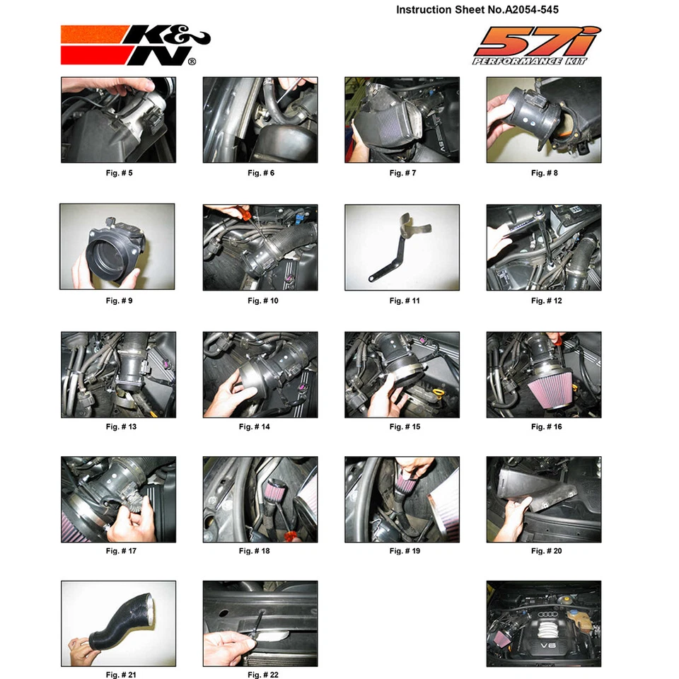 Комплект системы впуска холодного воздуха K&N 57-0515 для 95-01 Audi A4 / 97-01 A6 2,4 л 2,8 л V6 - Изображение 4 из 4