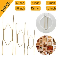 10/12pcs Golden Spring Plate Wire Hanger for 6"-16" Plates Display Wall Mounting