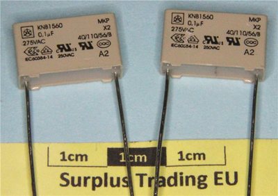 ISKRA KNB1560 0.1µF 275Vac X2 RFI Suppression Capacitor MKP (Pk of 2 ...