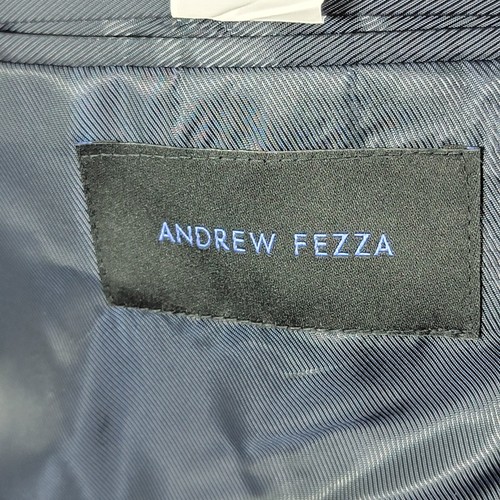 Andrew Fezza Mens Sport Coat Blazer Two Button Gray Blue Polyester Sharkskin 44R - Picture 16 of 17