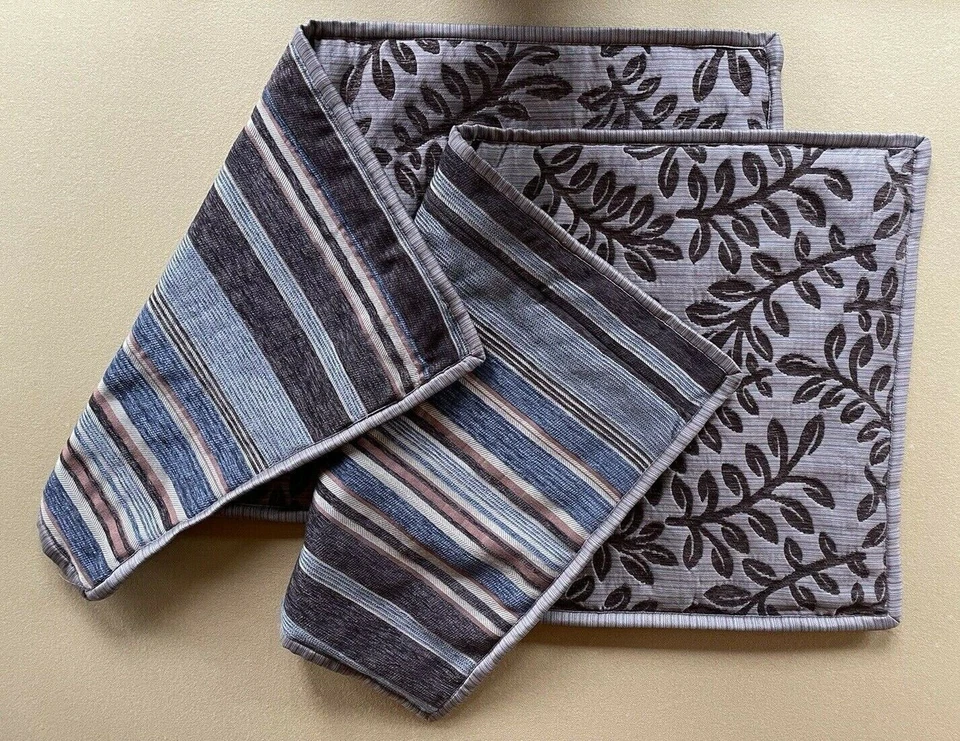 Juego de Almohada Linden Street JCP King Simulada Azul Naranja Dorado Doble Lateral Raya Hoja Foto 4 de 4