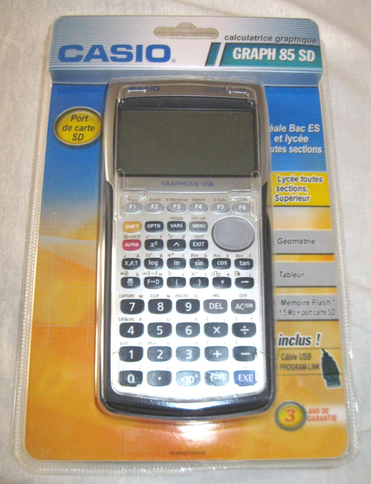 Calculatrice Casio Graph 85 SD USB Noire avec Piles pour Réussir le Bac S