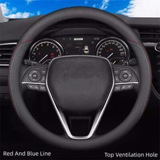 Black Leather Car Steering Wheel Cover Breathable Anti-slip Car Accessories