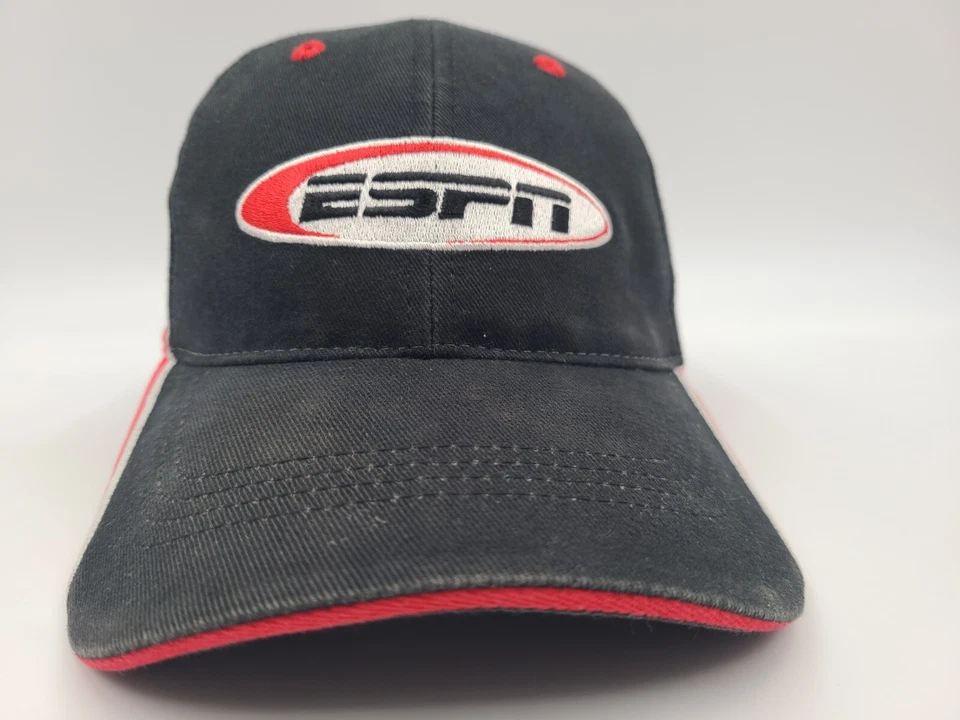 ESPN Worldwide Leader In Sports Strapback Adjustable Hat Cap Men Women Black Red - Image 2 of 4