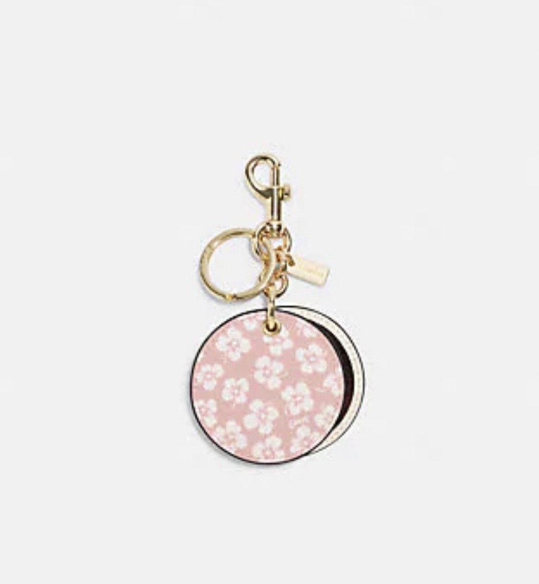 NEW Coach Signature Coated Canvas Pink White Ditsy Floral Mirror