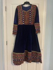 Used Afghan Women s Traditional Dress Navy Blue Multicolor 3 Piece Plus Size