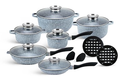 Modernes 16-teiliges Topfset, Granit, INDUCTION, Geschenk,EDENBERG