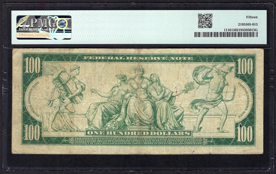 🇺🇸 1914 $100 FRN FR-1116 ♚♚MINNEAPOLIS♚♚ PMG CHOICE FINE 15 RARE NOTE! - Image 2 of 2