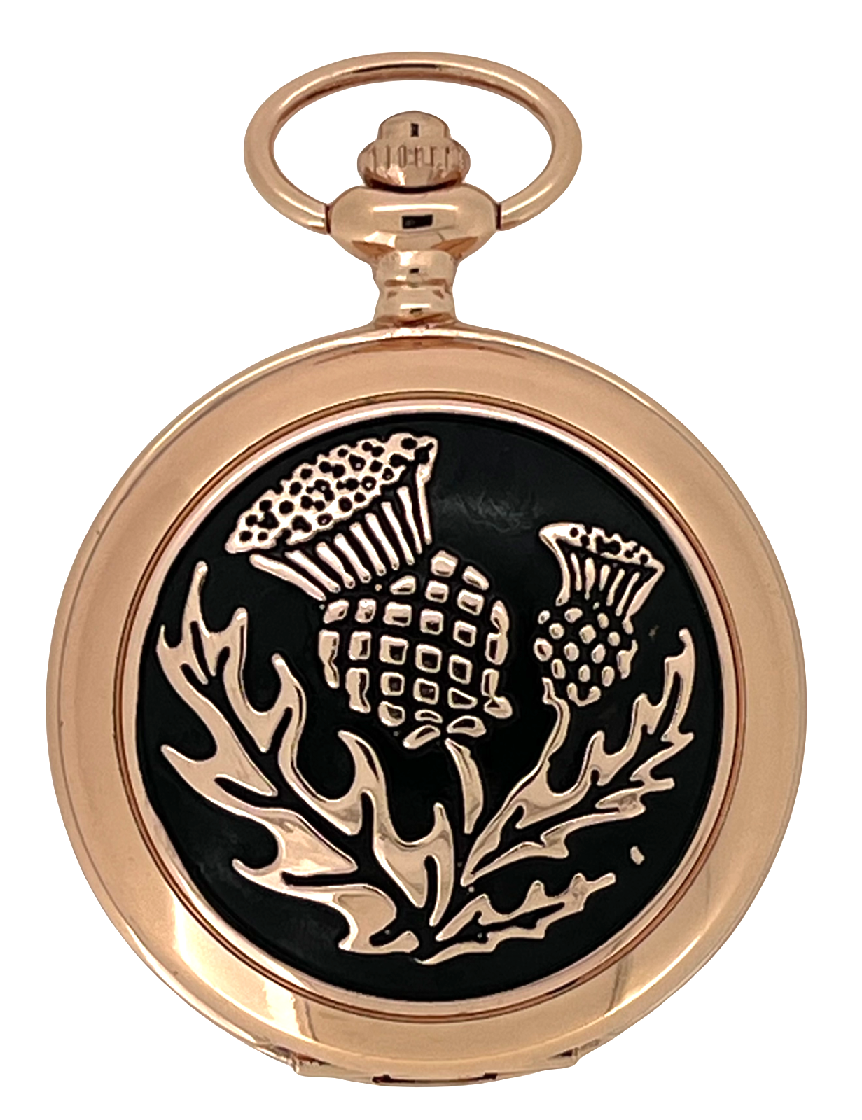Scottish Thistle Design Rose Gold Tone Quartz Pocket Watch by WESTIME WT5063.83