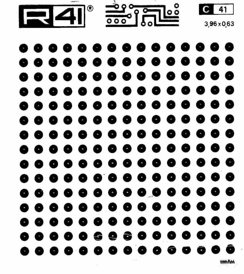 R41 C41 FOGLIO 12 X 12,5 cm TRASFERIBILI PIAZZOLE 3,96 X 0,63