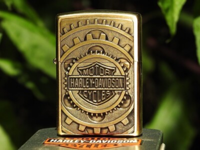 Zippo Lighter - Harley Davidson - Gears - Brass - Bar and Shield