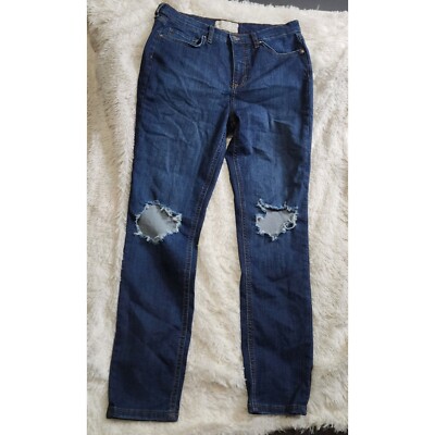 Free People busted knee dark stretchy skinny denim jeans size 30