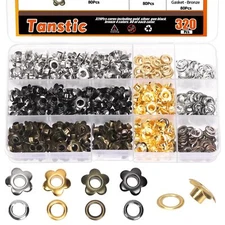 320Pcs 4 Colors 3/16 Inch Grommet Eyelets Metal Eyelets Flower Eyelet Grommet...