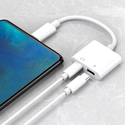 Portable 2in1 Dual Type-C USB C to AUX Headphone Jack Cable F Xiaomi Mi 9 SE USA