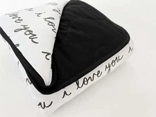 Bamboo Quilted Blanket in I Love You - 33"x33" Receiving Blanket Baby Girl/Boy