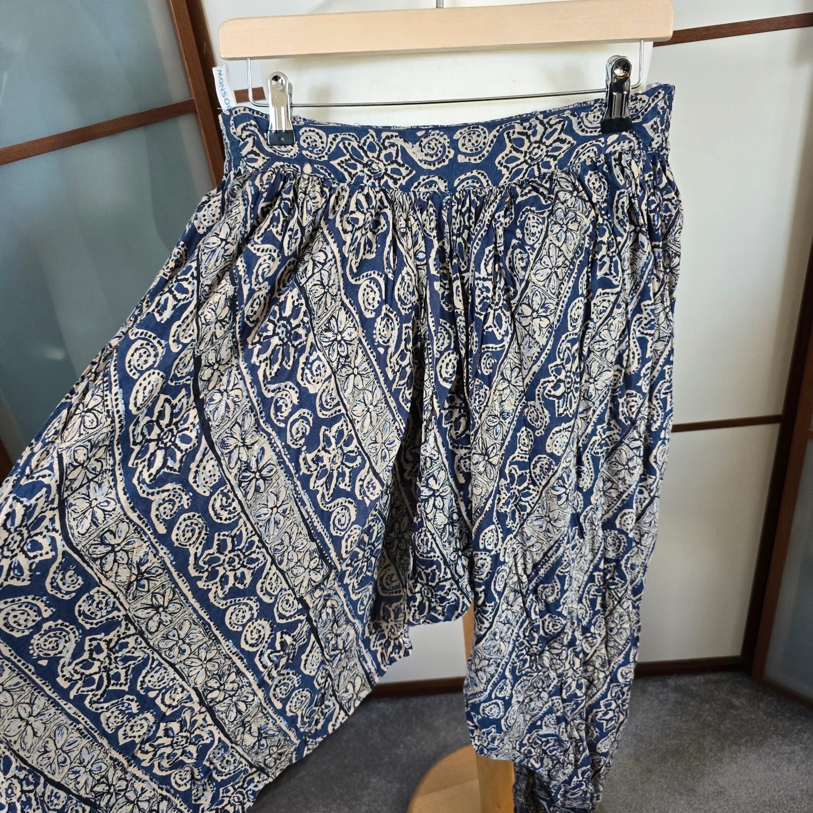 Vintage Monsoon harem hippie trousers blue Medium 10-12 Bohemian Folk 80s