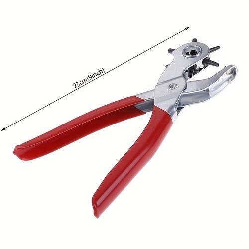 9" Leather Hole Puncher Heavy Duty Hand Pliers Belt Holes 6 Sized Puncher Tool - Picture 3 of 10