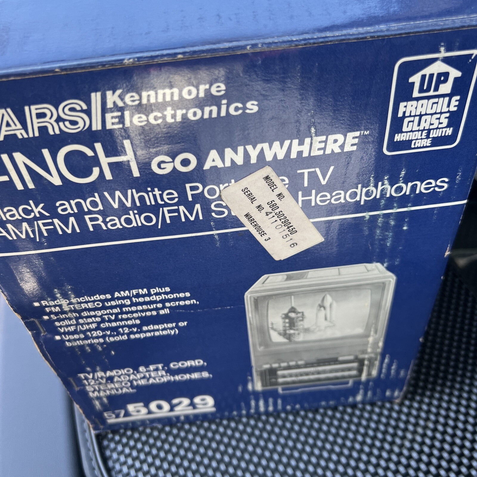 Vintage Sears Sr 3000 Portable Tv Radio works w box 575029 go anywhere