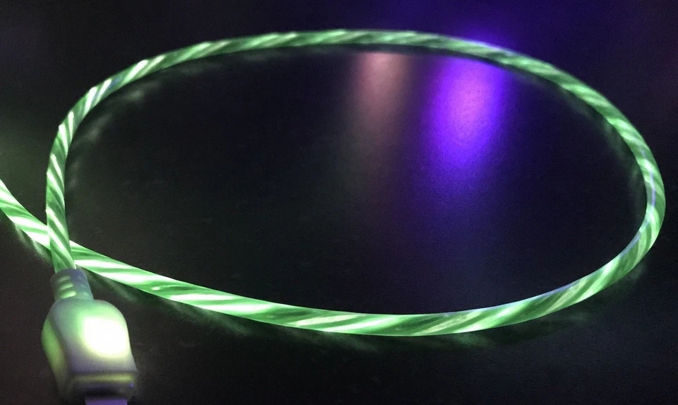 CANDY FLOW MOVING LIGHT led charger cable for iPhone 8 7 6 plus 5s MICRO USB B C - Image 3 of 4