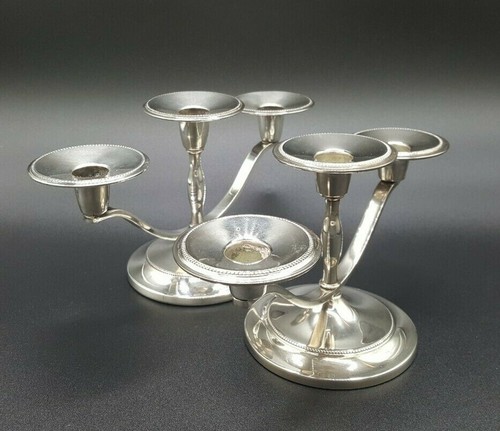 Candelabras Silver Plated Matching Pair Two Makers Dinner Table Vintage