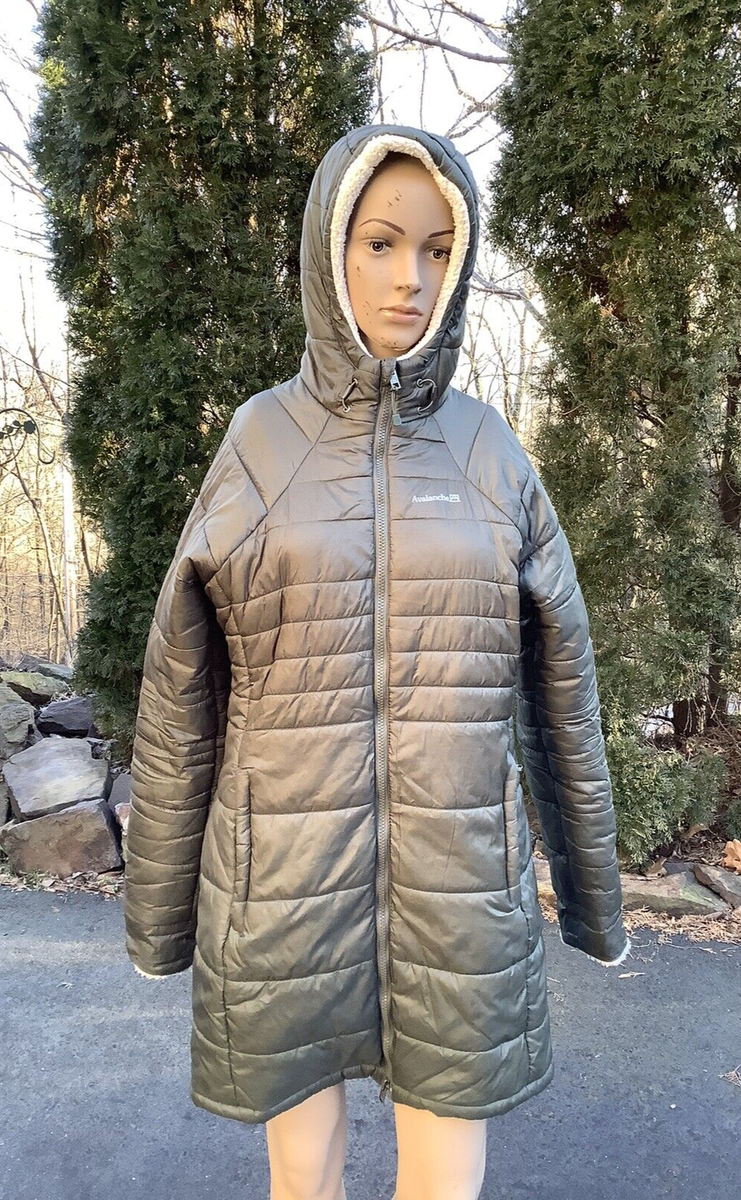 AVALANCHE Olive Green Quilted Lined/Insulated Sherpa HOODED JACKET