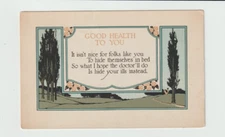 A.M. Davis Arts and Crafts Style Get Well Postcard~1918