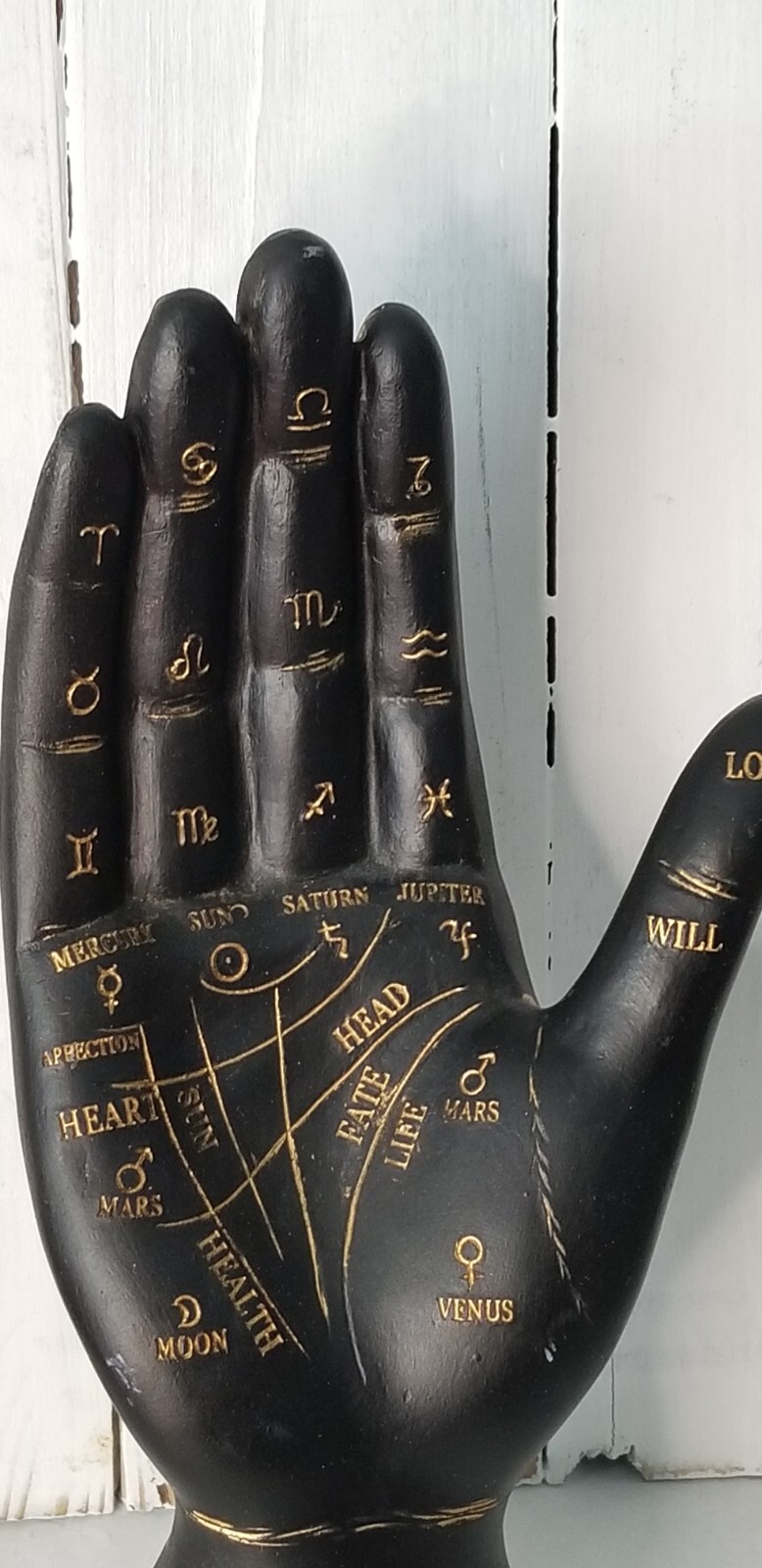 Hand Figure Tabletop Figurine Palmistry Black Gold 