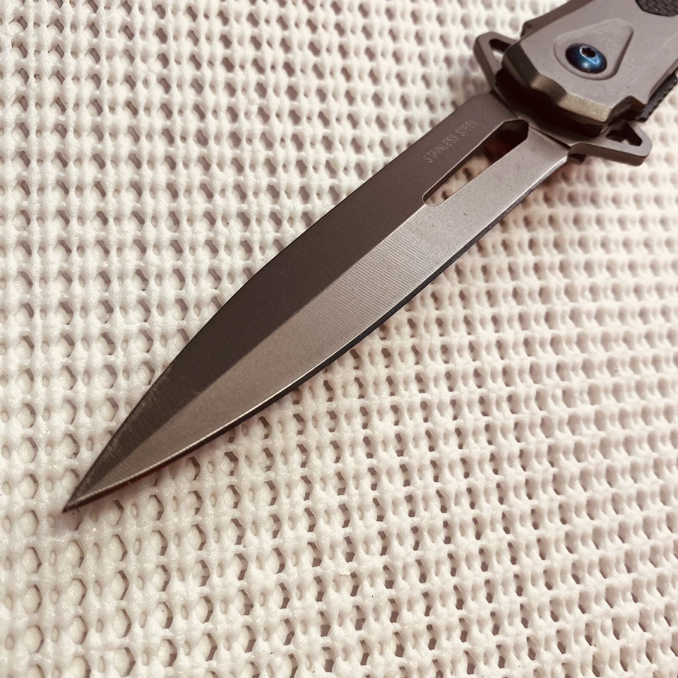 Navaja de Bolsillo Plegable EDC Hoja Abierta Rápida 9" NEGRA Regalo Foto 4 de 4