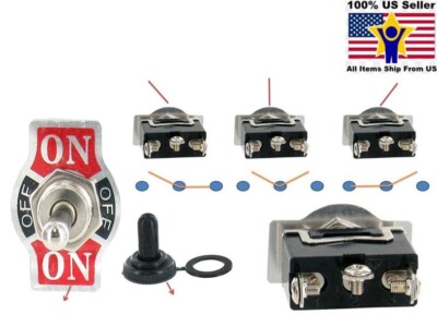 10 Heavy Duty 15A 125V SPDT 3 Terminal ON/OFF/ON Toggle Switch w/Waterproof Boot