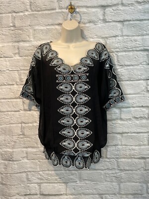 Matthew Williamson Women's Black Silk Embroidered Top w/Camisole Sz 4
