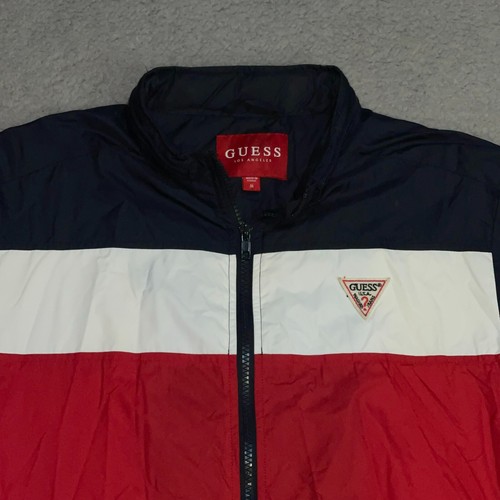Vintage Guess Windbreaker MensMedium ColorBlock 90s Y2K Zip Up 100% Nylon Jacket - Picture 8 of 14